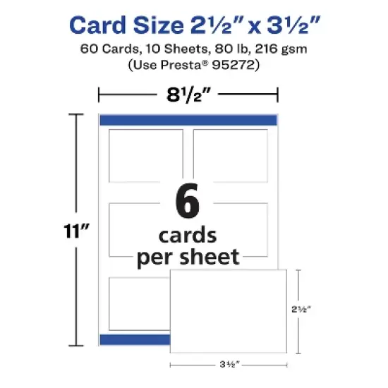 Avery Printable Matte White Cards with Sure Feed, 2.5" x 3.5" Rectangle image {4}