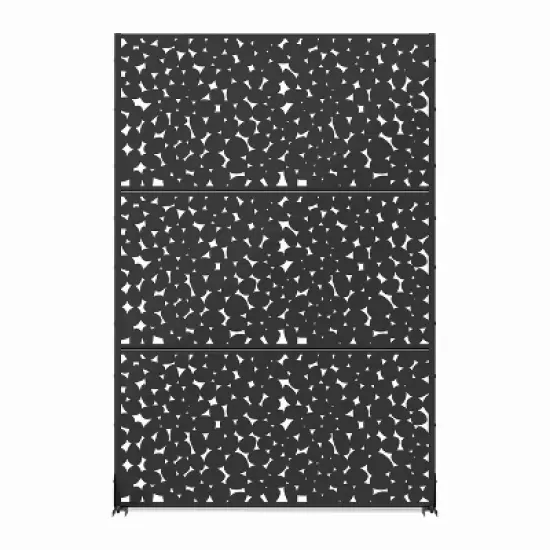 Lirago Metal Outdoor Privacy Screen Arched Top Freestanding Patio Decorative Screens 72"x47" Black image {11}