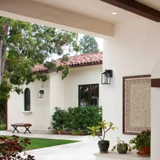 C Cattleya 1-Light Matte Black Aluminum Outdoor Wall Lantern Sconce with GFCI Outlet image {6}