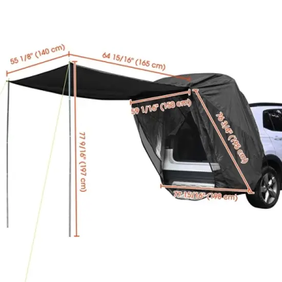 Yescom Universal Tailgate Tent with Pole for SUV/Van/MPV/CUV Camping Travel Hatchback Awning Shade Mesh Net Waterproof Black image {7}