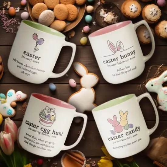 Certified International (Set of 4) 18oz Easter Words Mugs image {1}