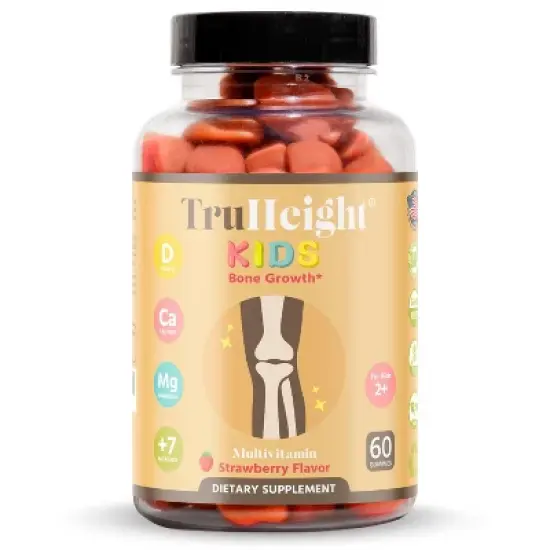 TruHeight Kids Bone Growth Gummies (Strawberry, Ages 2+) All Natural Kids & Toddler Vitamins - Vitamin D, Calcium, K2, Magnesium Multivitamin, Vegan image {10}