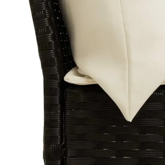 vidaXL Patio Sofa Black Poly Rattan Outdoor Garden Seating Modular Design Steel Frame Cushions Included image {6}