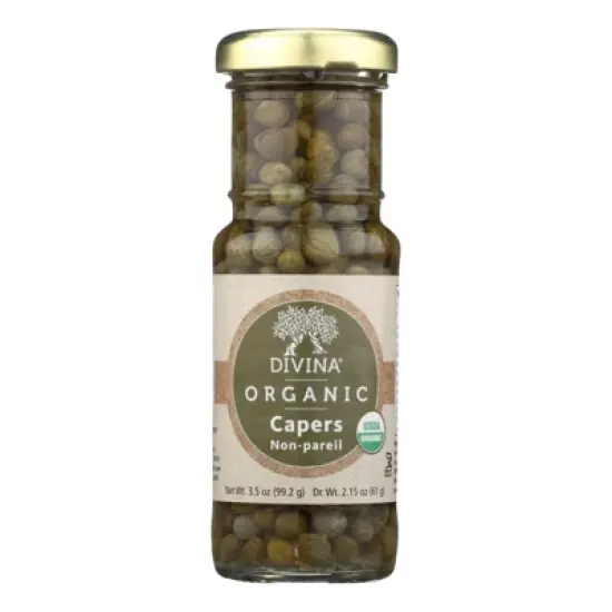 Divina Organic Capers Non-Pareil - Case of 12/3.5 oz image {1}