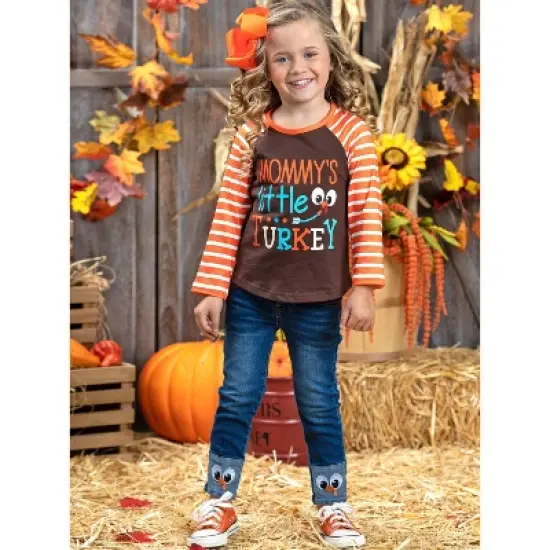 Girls Mommy's Little Turkey Cuffed Jeans Set - Mia Belle Girls image {3}