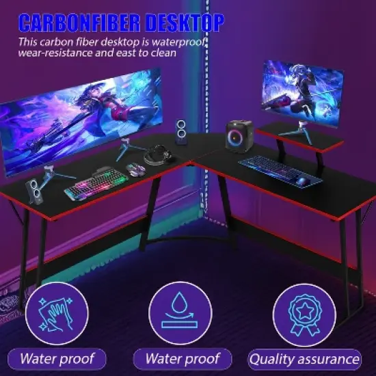 BestMassage 50 Inch L-Shaped Gaming Desk Computer Desk Office Desk with Large Monitor Stand Corner PC Gaming Desk for Home Office image {2}