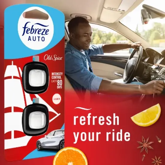 Febreze Car Auto Old Spice: Phthalate-Free Car Vent Clip Freshener, Adjustable Scent, Disposable, 40-Day Duration image {7}