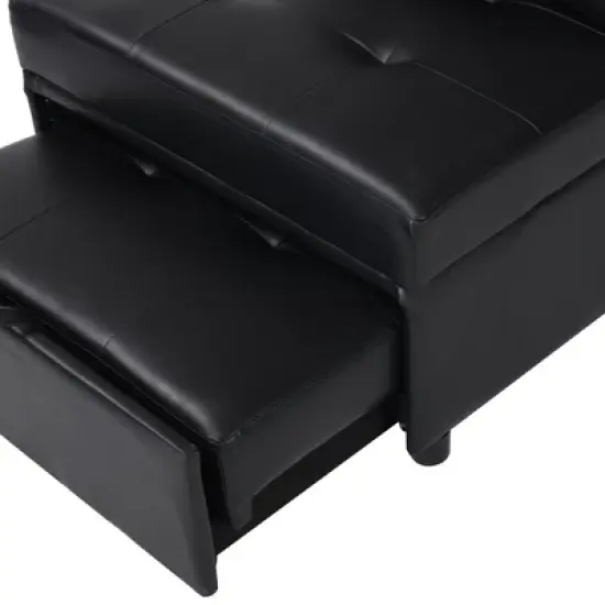 Folding Ottoman Sofa Bed BLACK image {12}
