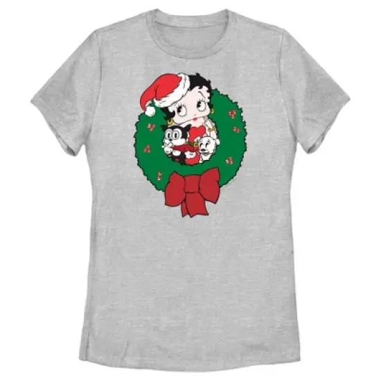 Women's Betty Boop Christmas Characters Wreath T-Shirt image {3}
