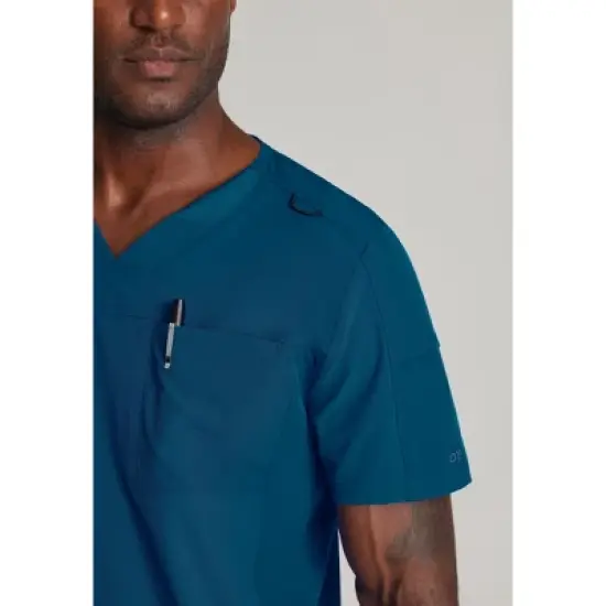 Barco One Men's Velocity 2-Pocket Ribbed V-Neck Scrub Top image {4}