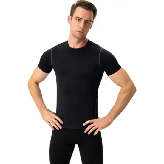 Anna-Kaci Active Men's Short Sleeve Compression Shirt with Stretch Fit and Moisture-Wicking Fabric image {2}