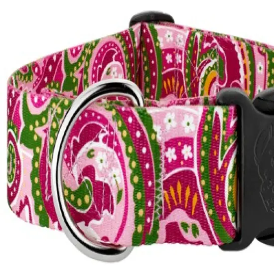 Country Brook Petz 1 1/2 Inch Deluxe Pink Paisley Dog Collar image {4}