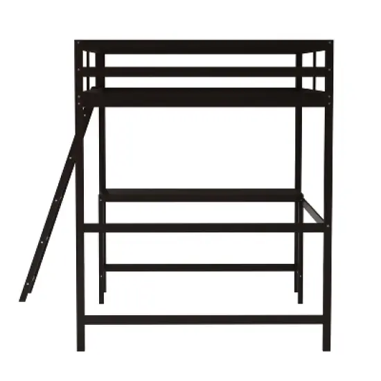 Flash Furniture Riley Loft Bed Frame with Desk, Wooden Bed Frame with Protective Guard Rails & Ladder for Kids and Teens image {9}