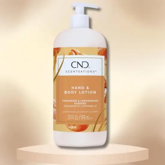 CND Scentsations Hand & Body Lotion ( Tangerine & Lemongrass) 33 oz XXL LITER | restore moisture and revitalize the skin image {1}