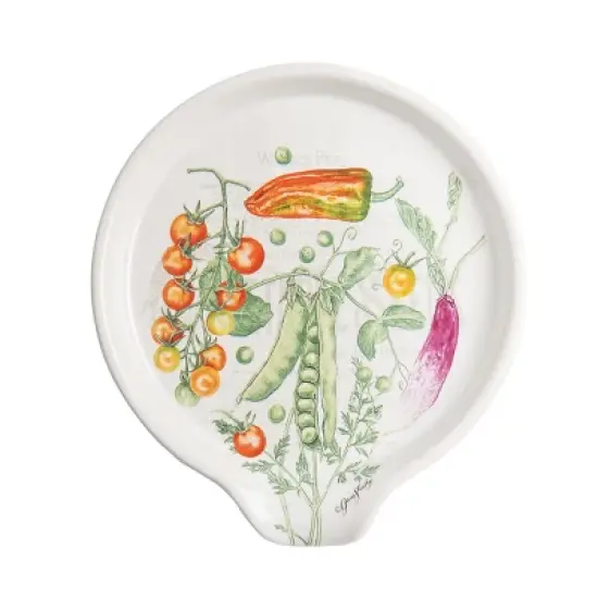 C&F Home Vegetable Garden Ceramic Spoon Rest with Peppers Tomatoes Peas image {2}
