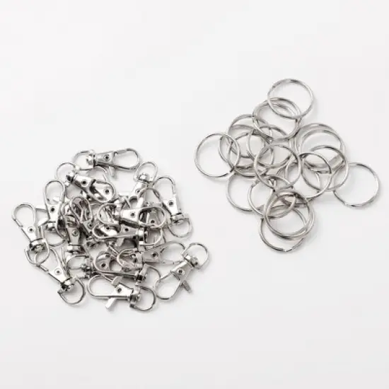 Unique Bargains Lobster Clasps with Ring Silver Tone 1.4" x 0.5" 20 Pcs image {2}