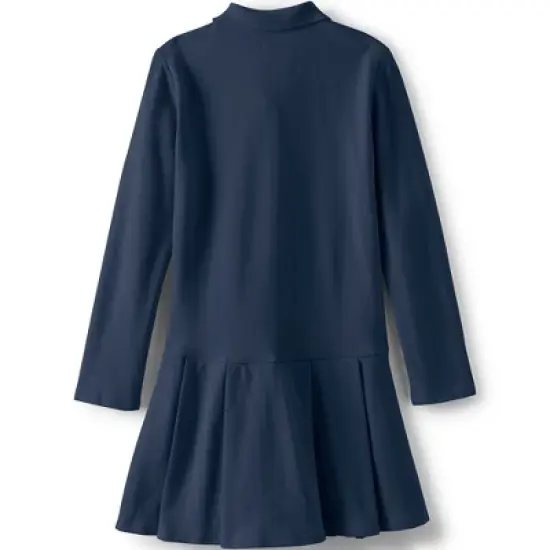 Lands' End School Uniform Girls Long Sleeve Mesh Pleated Polo Dress image {1}