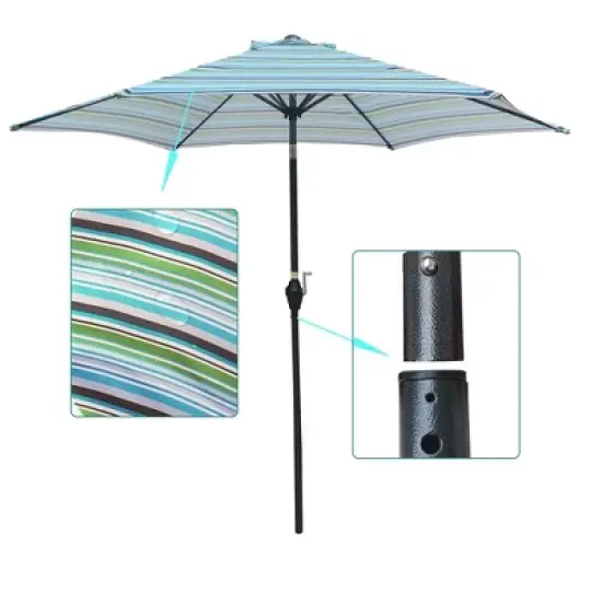 PAGED 9FT Patio Umbrella Modern Outdoor Market Umbrella with Tilt, Crank and 6 Ribs for Garden and Poolside, Base Not Included image {1}