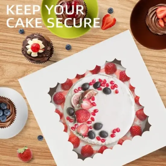 LotFancy Tall Cake Boxes with Window, 3 Sizes 12Pcs 12"x12" x12", 10"x10"x10" and 8"x8"x8" Cake Carrier, White Bakery Boxes image {4}