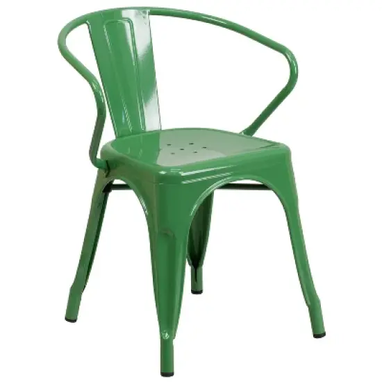 Flash Furniture Commercial Grade Metal Indoor-Outdoor Chair with Arms image {12}