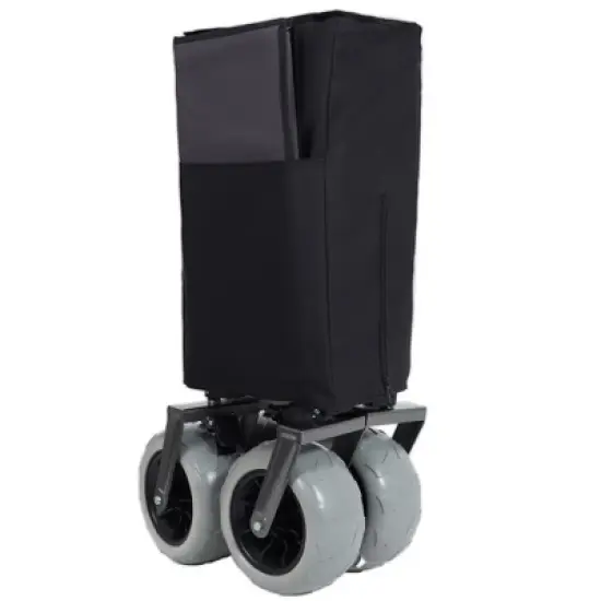 Whisen Multi-functional Folding All-Terrain Utility Wagon Cart with 360&deg;Swivel Balloon Wheels, Brakes and Adjustable Handles - Black+ Gray image {12}