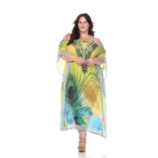 Plus Size Sheer Caftan Maxi Dress - One Size Fits Most Plus - White Mark image {6}