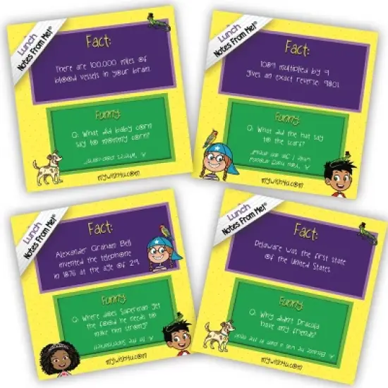 MyWish4U Back to School 2pk Kids' Lunch Box Notes, Facts and Funnies with Riddles and Giggles - 200 notes image {2}