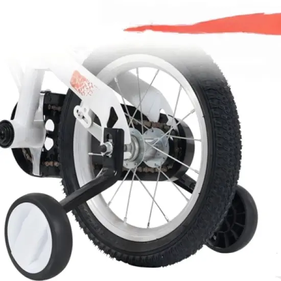 DSVIMOY 18 inch Sporty Kids Bike with Training Wheels and Stand Adjustable Saddle for Boys and Girls Aged 5-10 Years, White, 46.4"*20.3"*30.8" image {3}