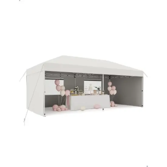 10'x20' Commercial Pop Up Canopy Tent - Heavy Duty Steel Frame with 4 Sidewalls, Waterproof 210D Oxford, White image {1}