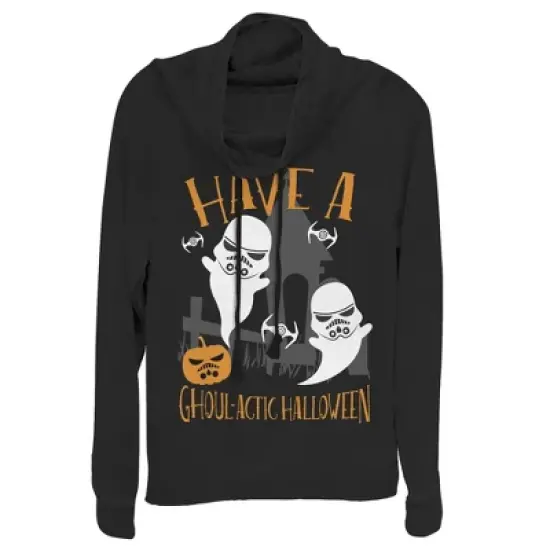 Junior's Star Wars Ghoulactic Halloween Stormtrooper Cowl Neck Sweatshirt image {2}