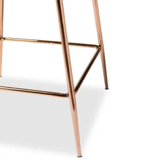 2pc Lander Velvet Fabric Upholstered Metal Counter Stool Set - Baxton Studio image {4}