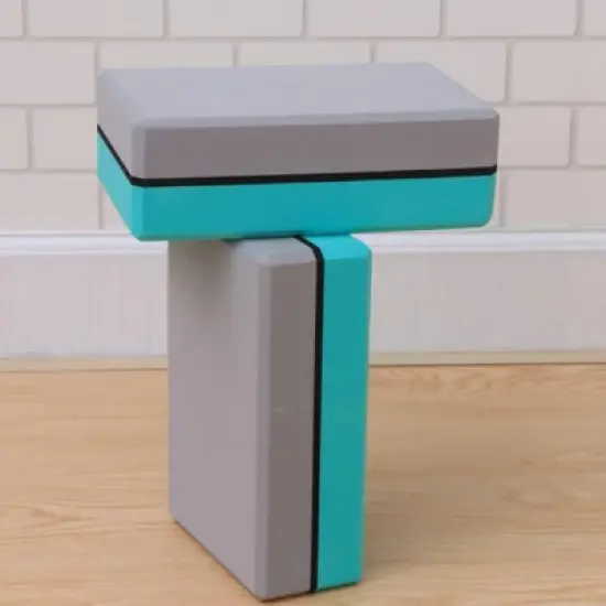 Toyzone World Gray Cyan High-Density Yoga Blocks image {1}