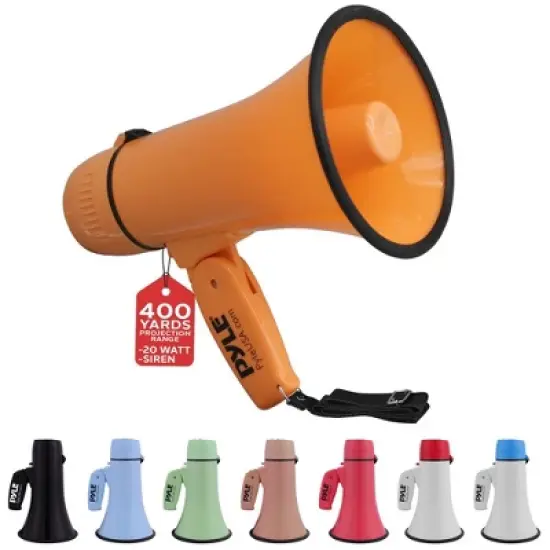 Pyle 20W Lightweight Bullhorn Megaphone, PMPRA213OR - MP3 Input, Siren, MIC/TALK (Orange) image {7}