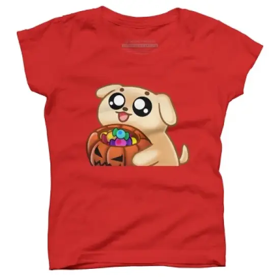 Girl's Design By Humans Halloween Candy Pup By Puppers T-Shirt image {6}