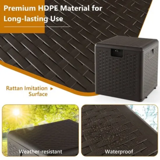 WELLFOR 31gal HDPE Storage Container with Lockable Lid Brown image {10}