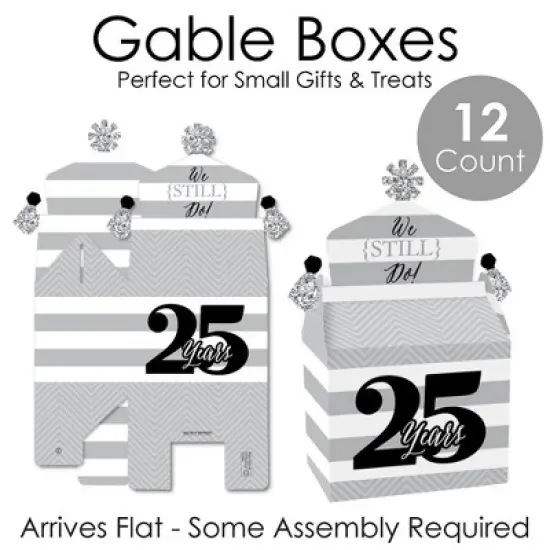 Big Dot of Happiness We Still Do - 25th Wedding Anniversary - Treat Box Party Favors - Anniversary Party Goodie Gable Boxes - Set of 12 image {4}