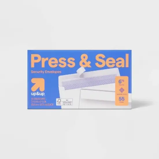 55ct Press and Seal Security Envelopes 3.5" x 6.5" White - up&up&trade;: Self-Seal Mailing, Business, Letter image {5}