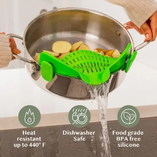 Collapsible Silicone Pasta Strainer and Kitchen Gadget for Cooking image {4}