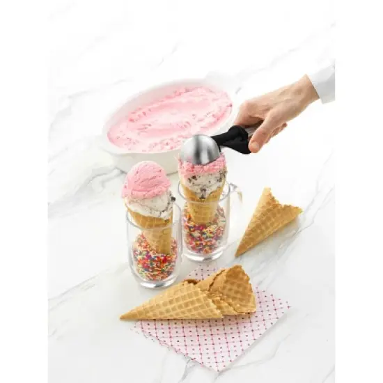 GoodCook Ready Trigger Ice Cream Scoop: Stainless Steel, Dishwasher-Safe, 9.44" Length, Black Handle image {3}