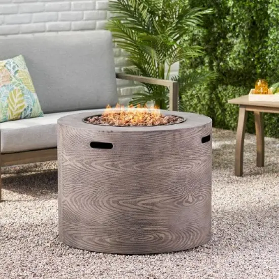 Senoia Outdoor Round Fire Pit - Brown - Christopher Knight Home image {1}