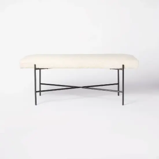 Clarkston Metal Base Upholstered Bench Cream Boucle - Threshold&trade; designed with Studio McGee image {2}