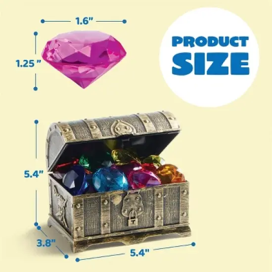 Joyfy 17 Pcs Diving Pool Toys, 16 Big Colorful Diamond Gems with Pirate Treasure Chest, Swimming Dive Toy for Kids Underwater Adventure Pool Games image {7}