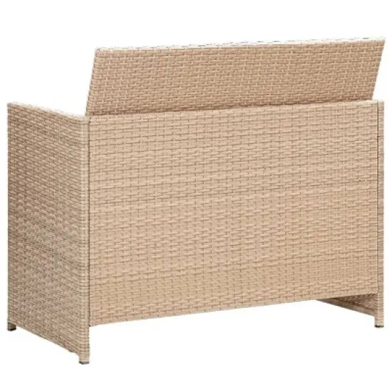 vidaXL 2-Seater Poly Rattan Patio Sofa - Weather Resistant Outdoor Furniture with Cushions - Easy to Assemble Garden Seating. image {2}