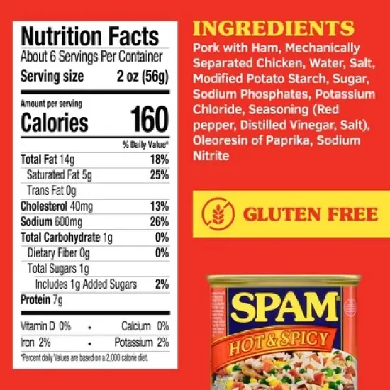 SPAM Hot & Spicy Lunch Meat - 12oz image {6}