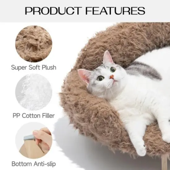 Boersma Elevated Cat Bed &ndash; Wooden Pet Sofa with Washable Cover for Cats & Small to Medium Dogs, Modern Indoor Pet Furniture image {3}