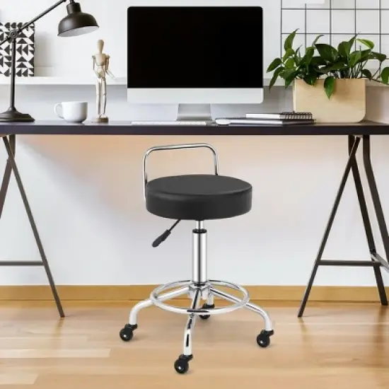 Costway Pneumatic Work Stool Rolling Swivel Task Chair Spa Office Salon w/Cushioned Seat image {2}