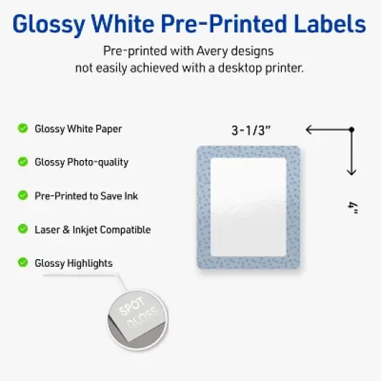 Avery Rectangle Labels, Polka Dots Design, 4" x 3-1/3", 40ct image {1}