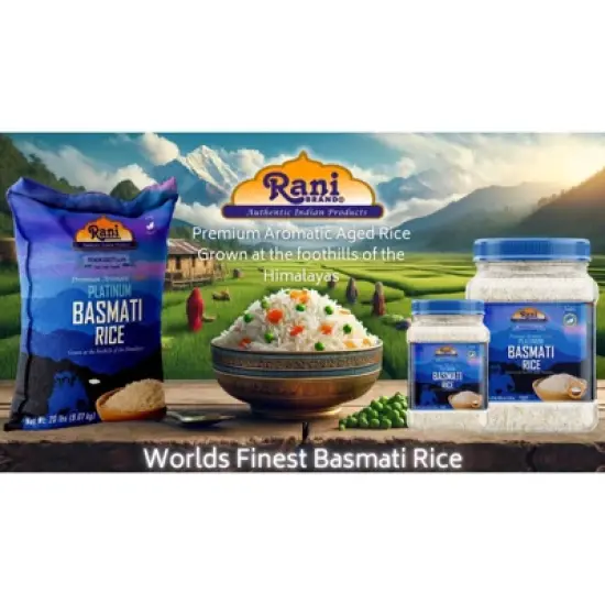 Platinum White Basmati Rice Extra Long - 640oz (40lbs) Cloth Bag - Rani Brand Authentic Indian Products image {3}