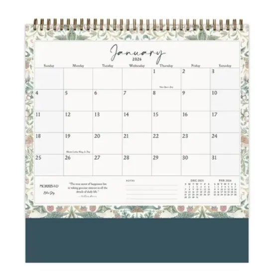 Morris & Co. by Blue Sky 7.5"x6.25" 2026 Monthly Desk Calendar Multi Design image {4}