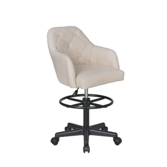 VECELO Drafting Chair with Adjustable Height PU Swivel Stool with Lumbar Support image {15}